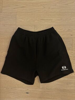 Balenciaga Black Athletic Logo Cotton-Blend Shorts